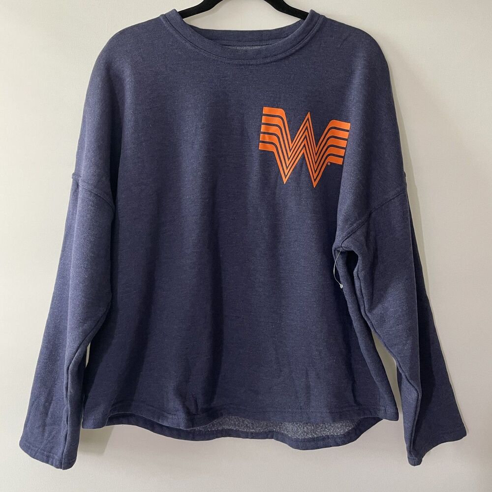 NWOT Academy Whataburger Pullover Sweatshirt Long Sleeve Blue M-(dmp)